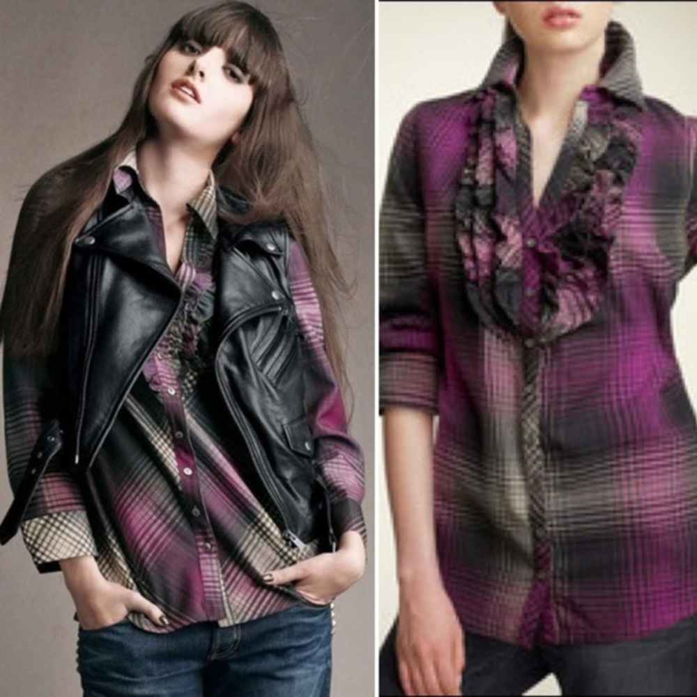 Joie Fara Ruffled Flannel Shirt